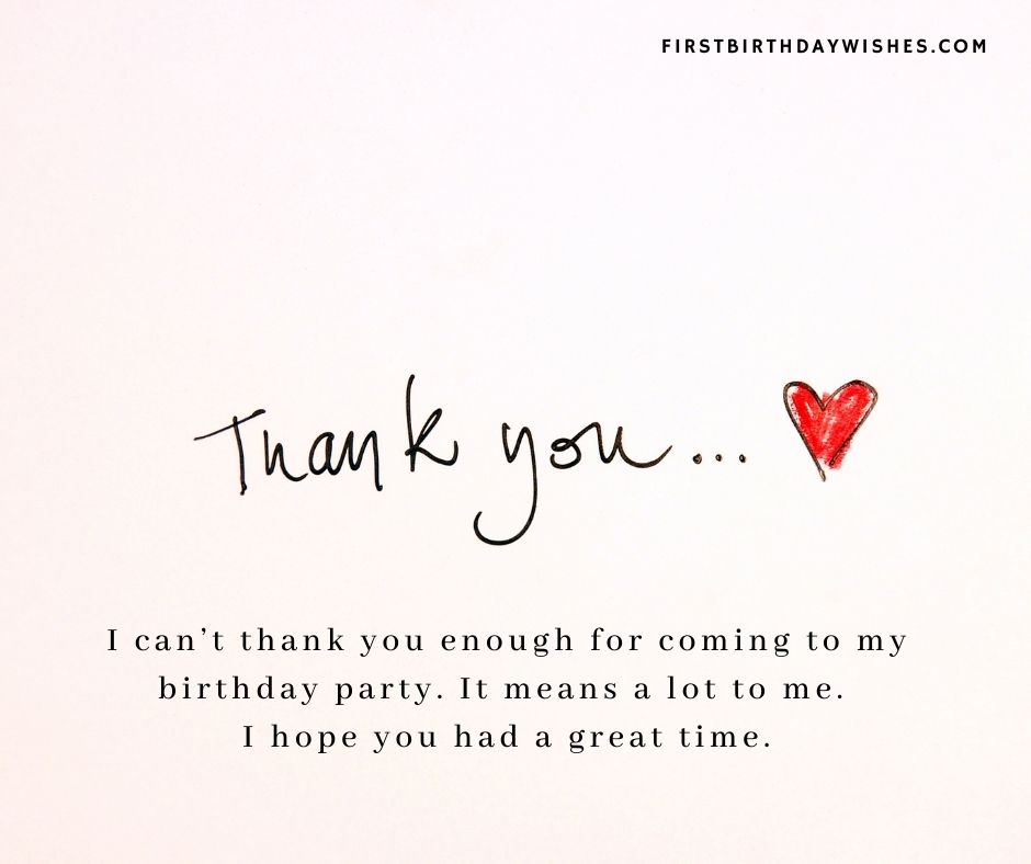 75 Best Thank You Messages For Attending Birthday Party